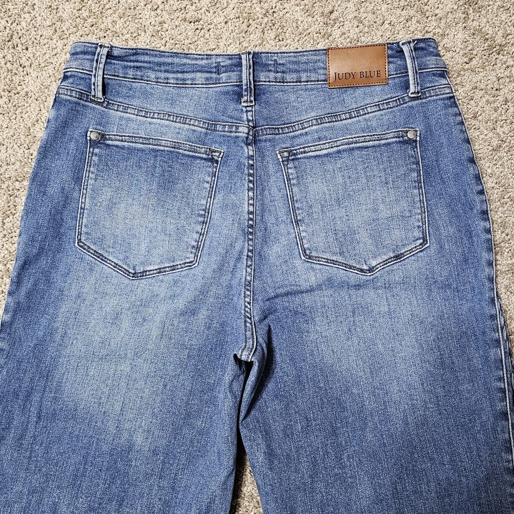 Judy Blue Jeans Size 15/32 Wide Leg Braided Side Seam Cropped High Rise JB88850 - Picture 6 of 10